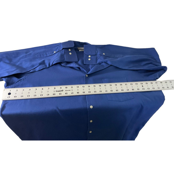 Van Heusen Men's Blue  18 1/2 35/36 Tall Fit  Shirt Stretch Cotton Blend - Picture 4 of 11